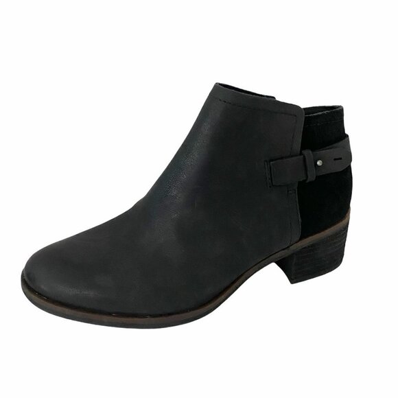 Korks Womens Sonya Black Leather Suede Contrast Stacked Heel Bootie Size 7.5 - Picture 9 of 9